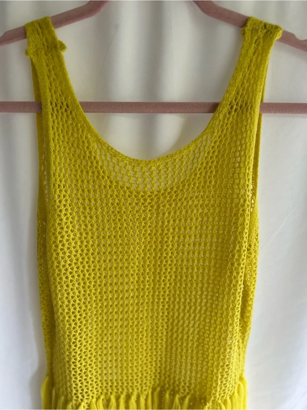 Micas Bright Yellow Crochet Fringe Maxi Dress - Picture 4 of 6